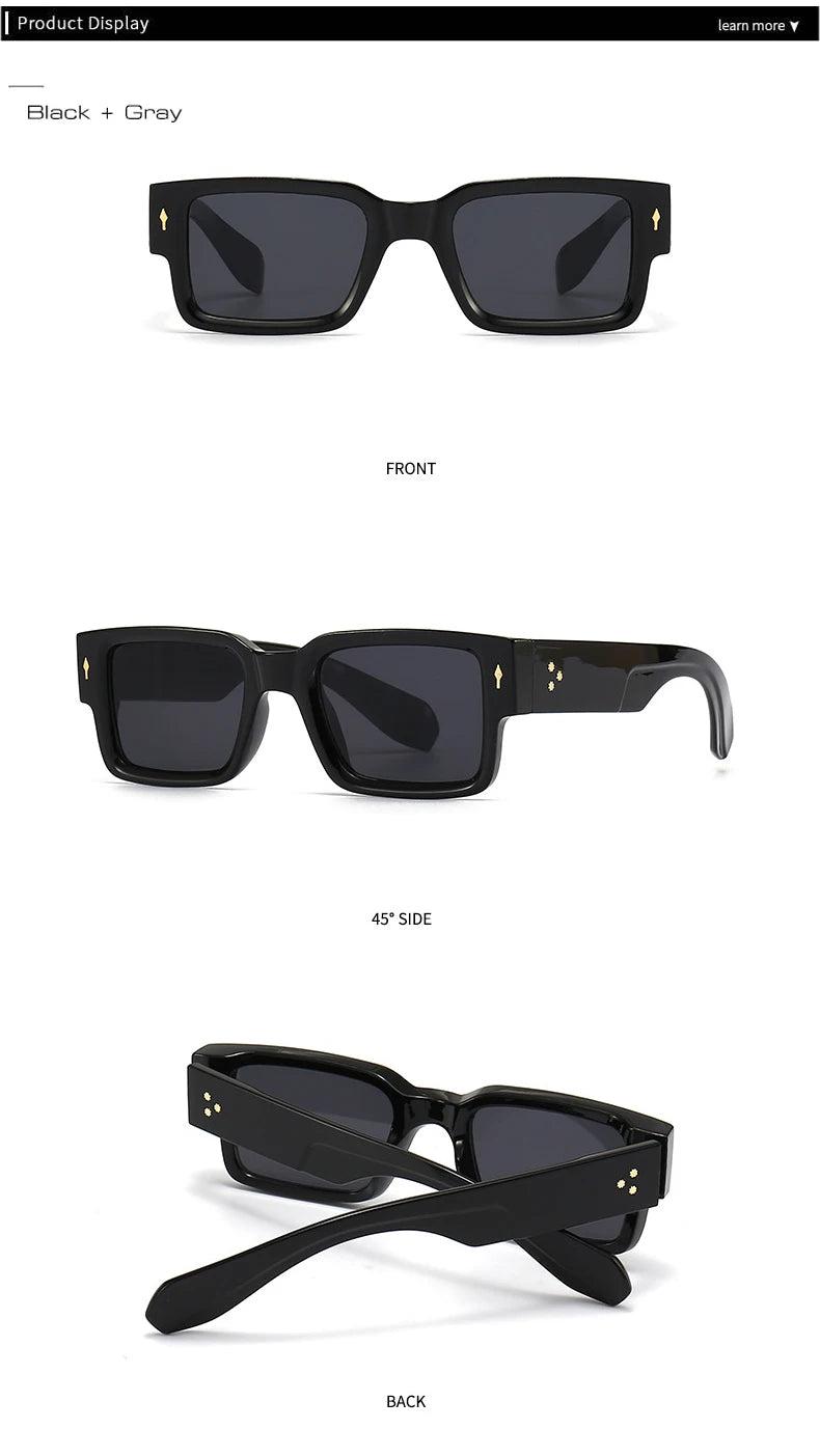 SO & EI Ins populaire mode carré Rivets hommes lunettes de soleil Vintage Punk dégradé femmes tendance vert foncé lunettes de soleil nuances UV400