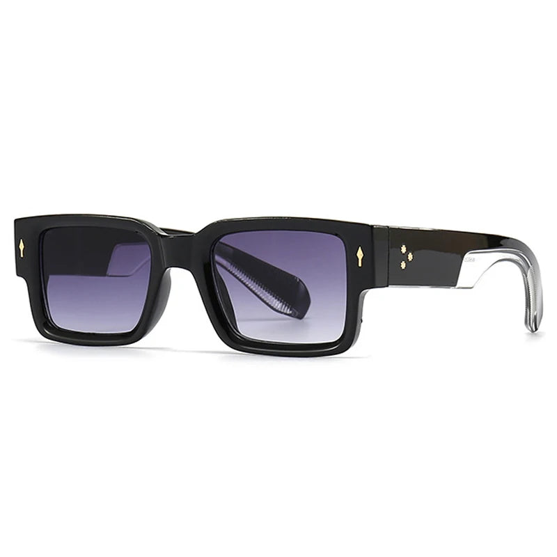 SO & EI Ins populaire mode carré Rivets hommes lunettes de soleil Vintage Punk dégradé femmes tendance vert foncé lunettes de soleil nuances UV400